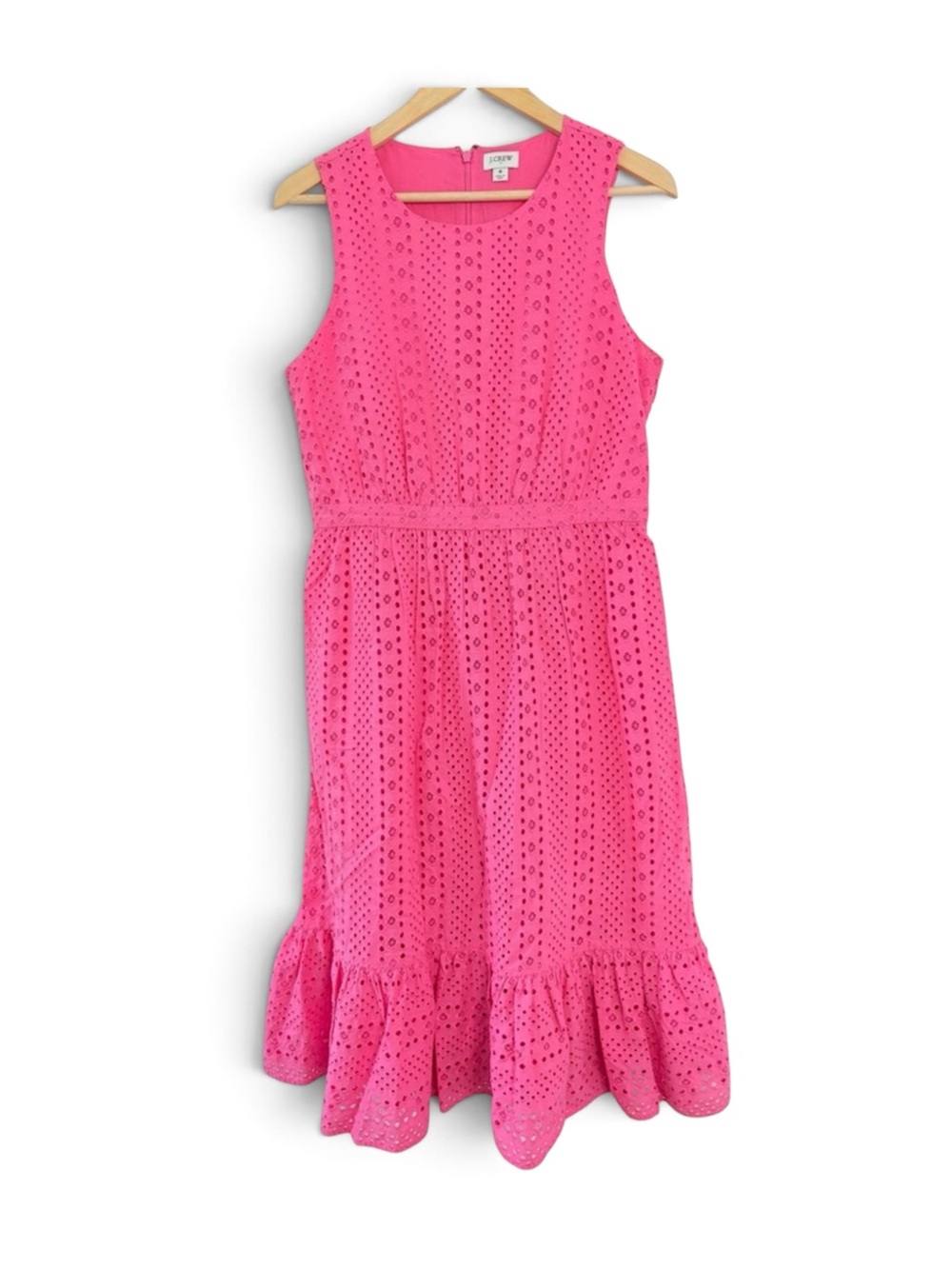 J. Crew Pink Eyelet Fit and Flare Midi Skirt Size 8